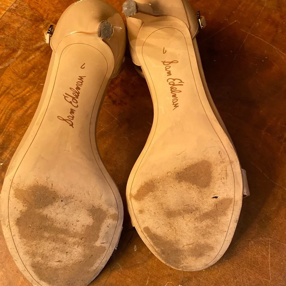 Sam Edelman Beige Patent Leather Strappy Heels size 7 - Picture 5 of 7